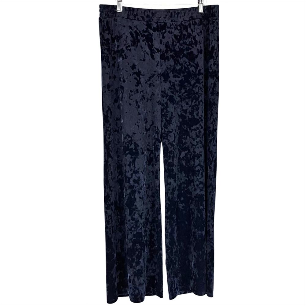 J. JILL PureJill NWT Crushed Velvet Wide-Leg Pants Black Ink (Dark Navy) Size MP